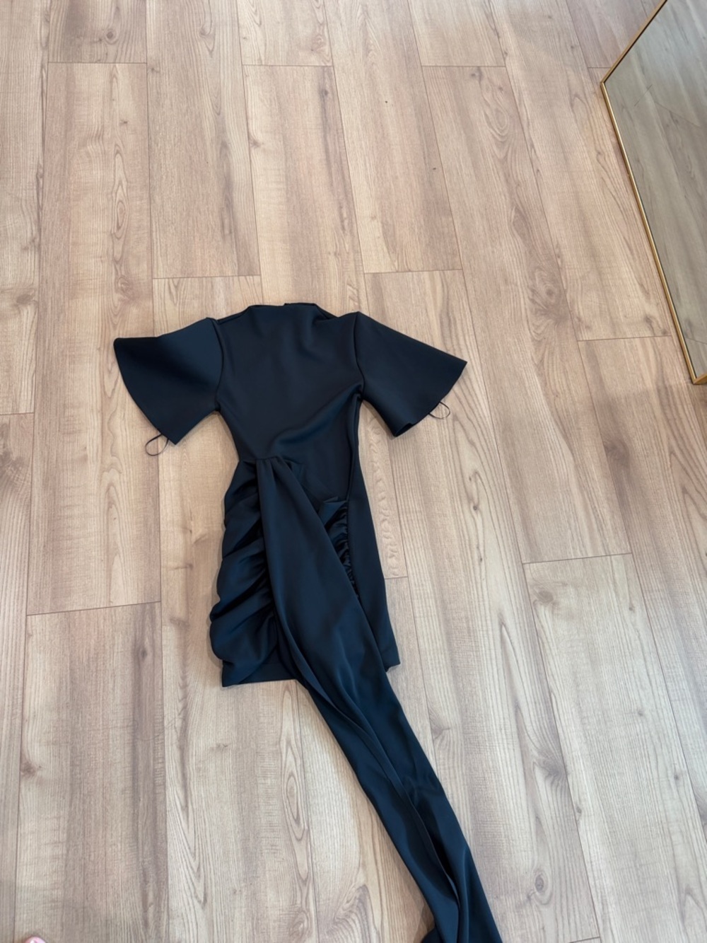 Asymmetric Black Ruffled Dress